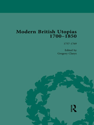 cover image of Modern British Utopias, 1700-1850 Vol 3